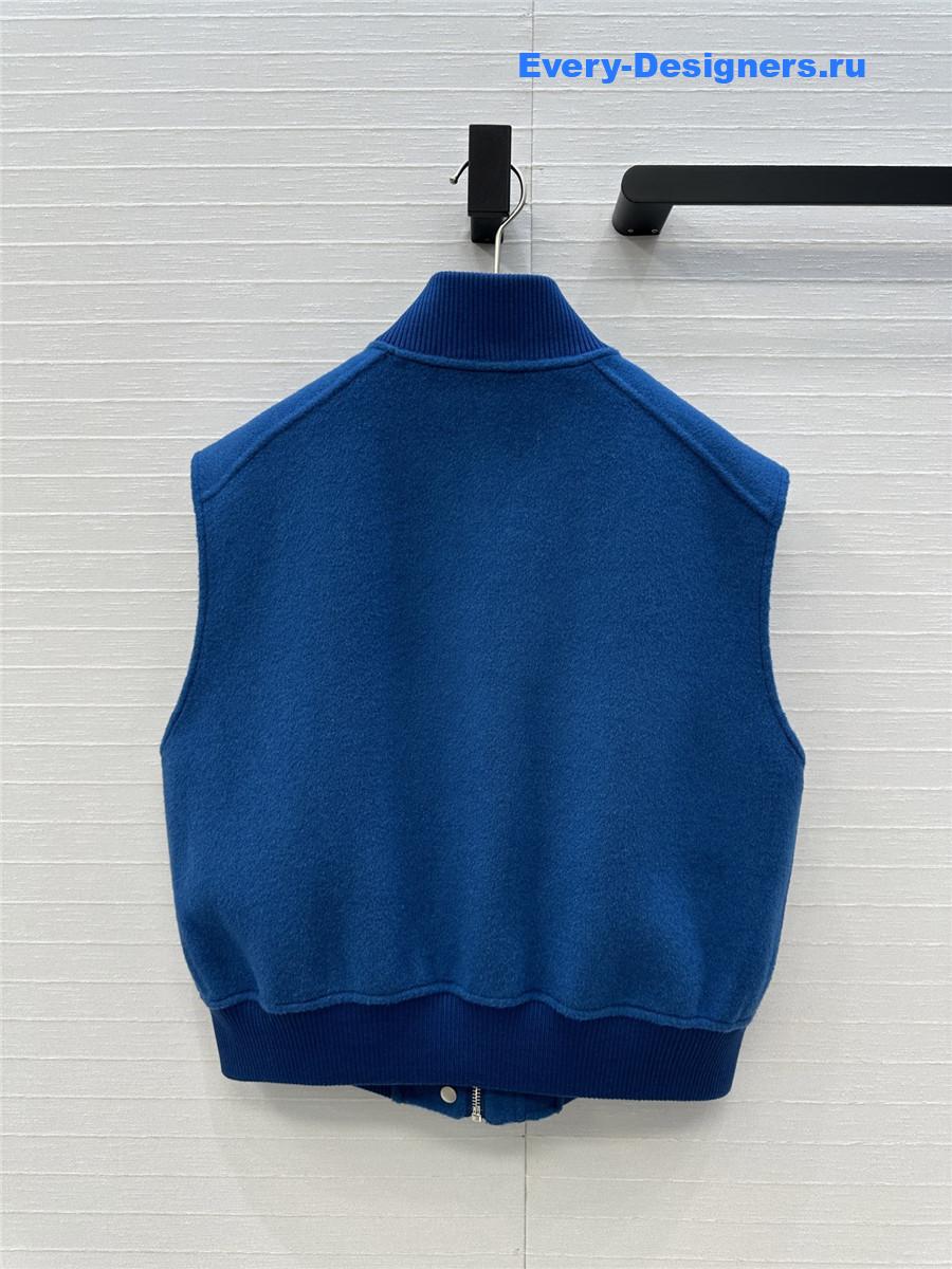 H**me5 blue sleeveless bomber jacket