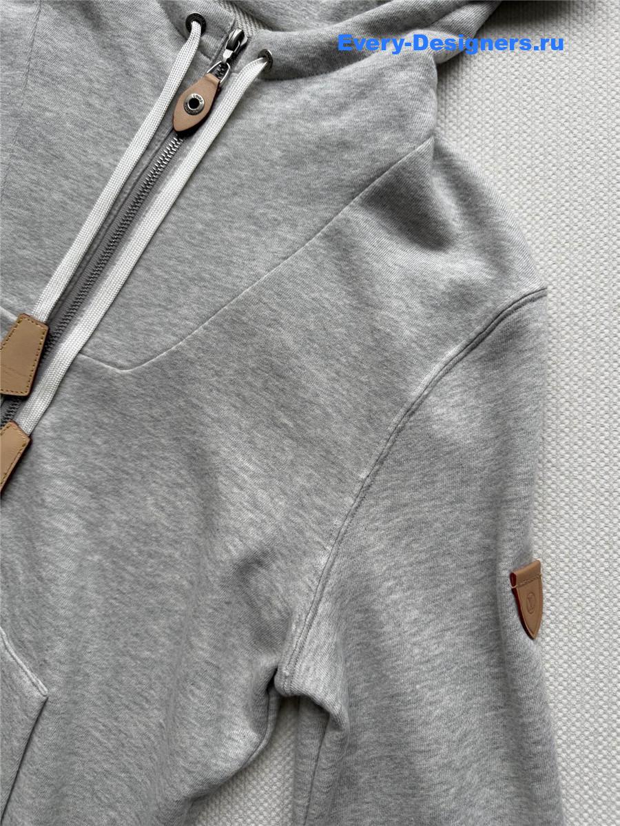 l0vis Vvtt0n gray leather accent hoodie
