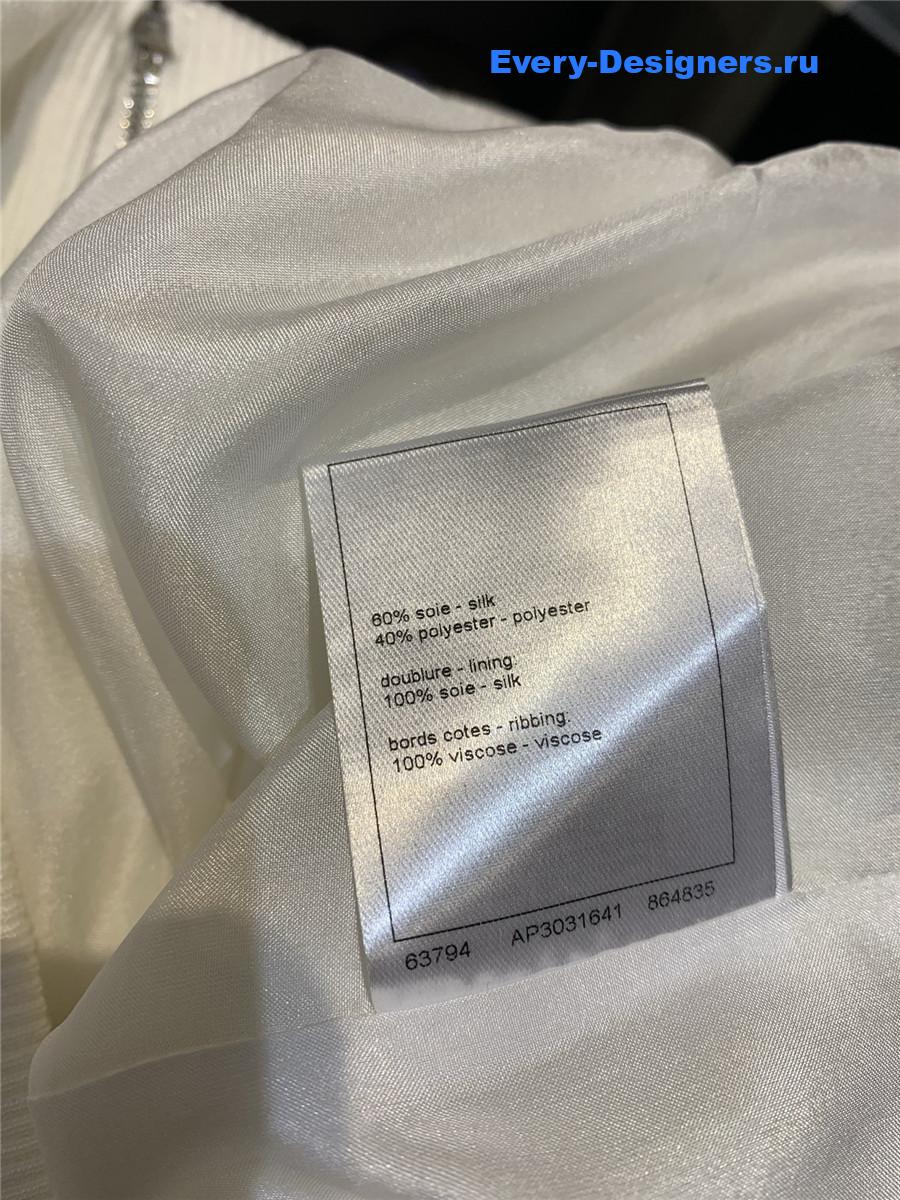 Ch**el cream white ribbon hooded jacket