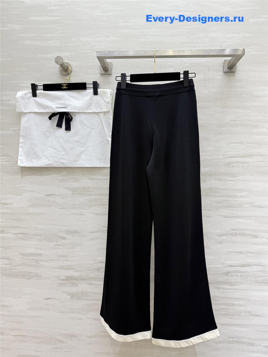 Ch**el black & white trim knit pants