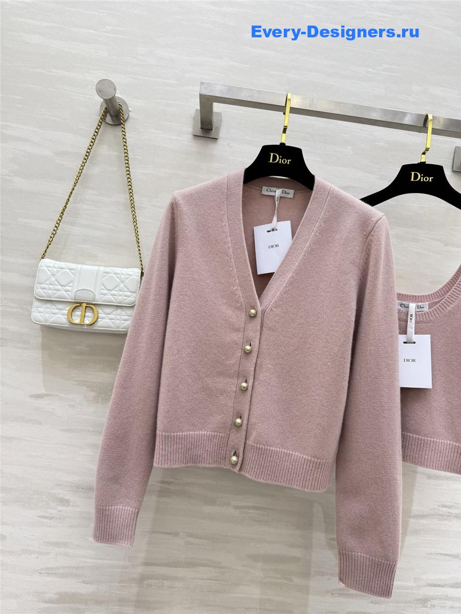 Ch**el pink pearl button knit suit