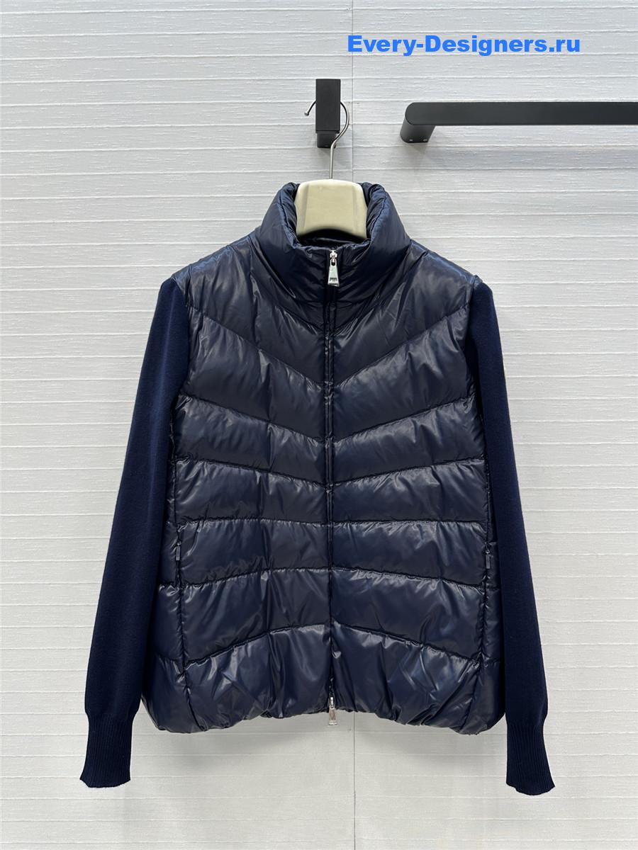 Moncler Navy Blue Padded Wool Cardigan