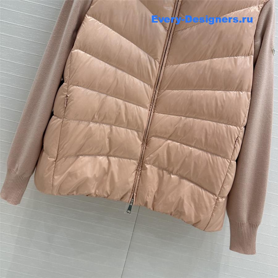 Moncler Pink  Padded Wool Cardigan