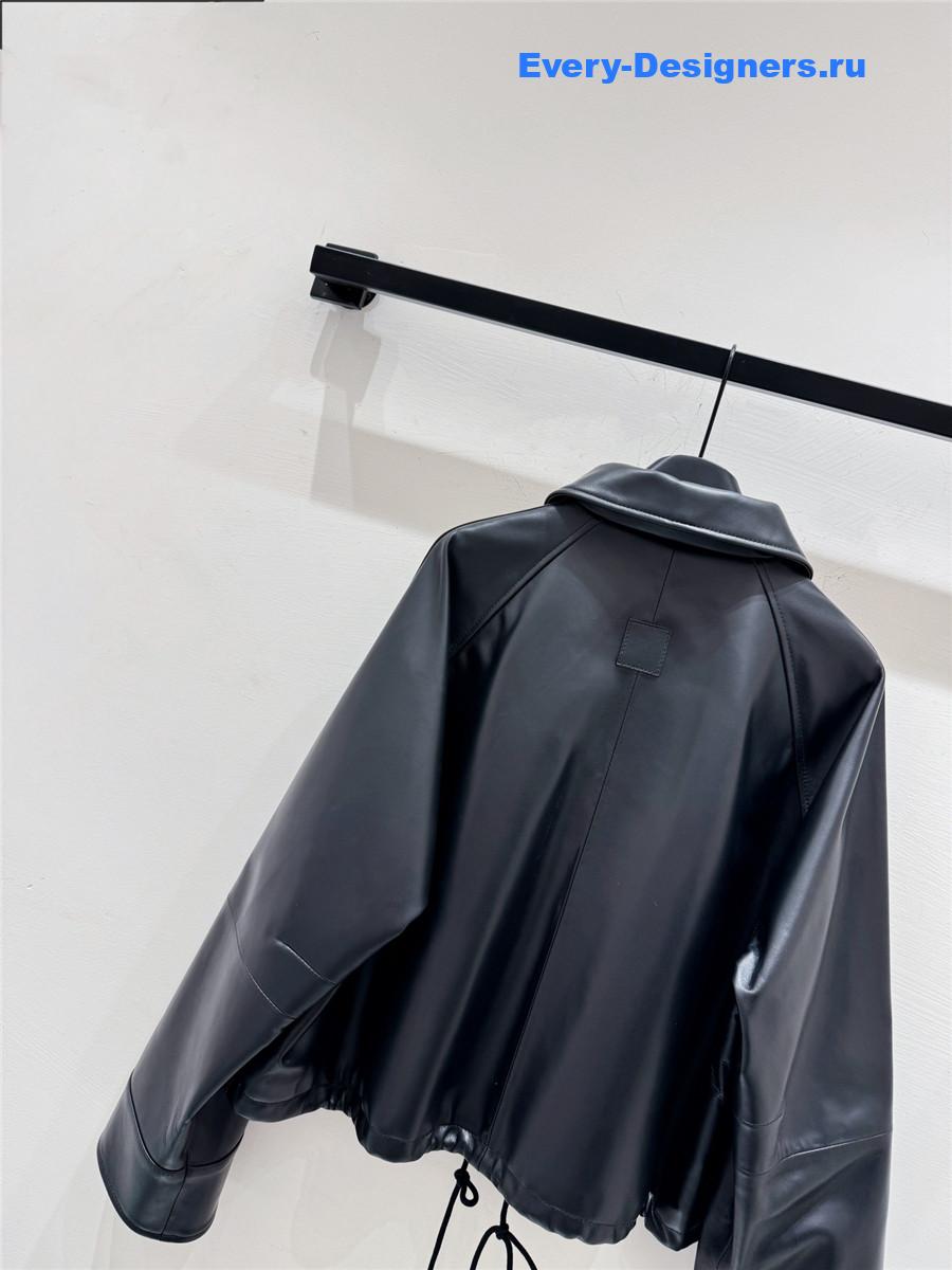 L0ew* black nappa lambskin balloon jacket