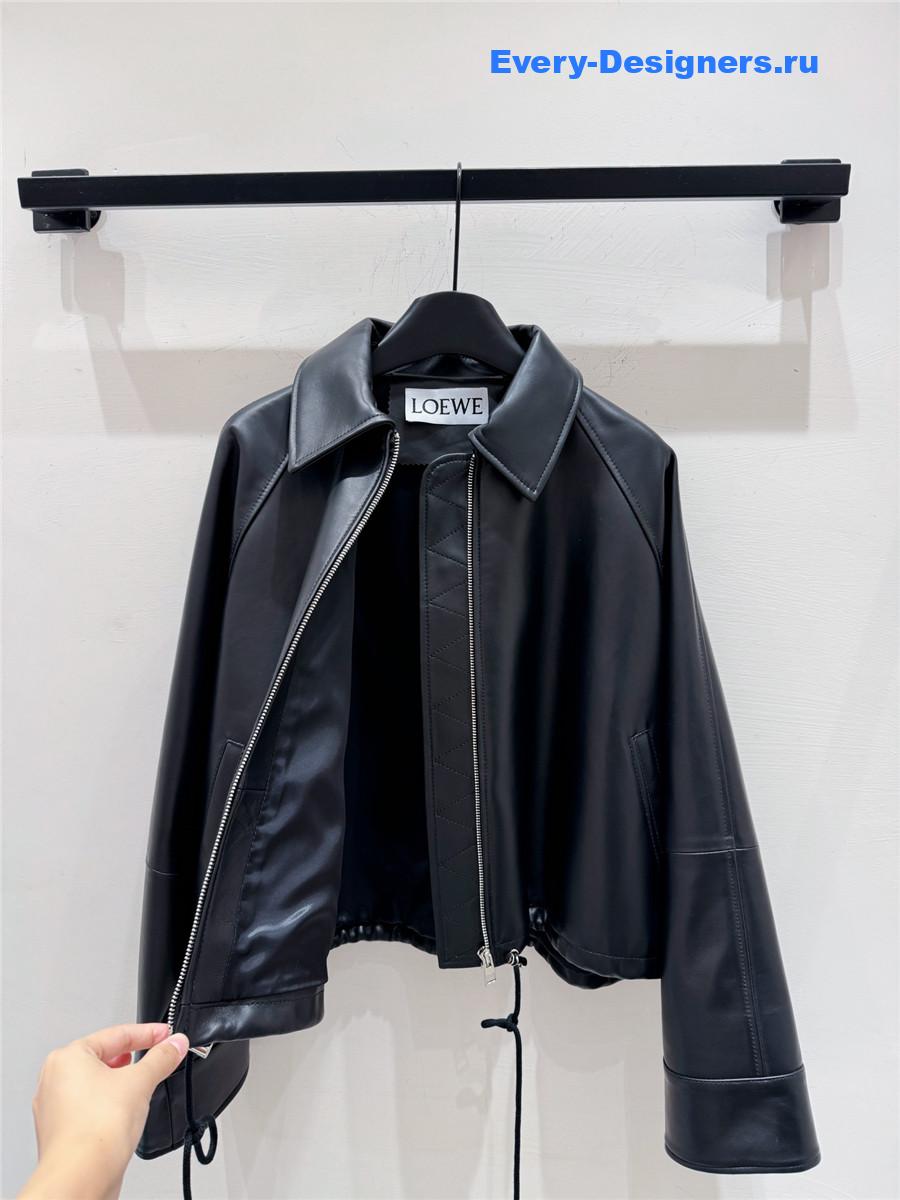 L0ew* black nappa lambskin balloon jacket