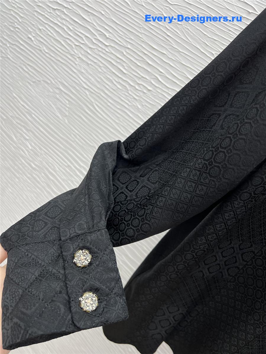 Ch**el flocked black silk shirt