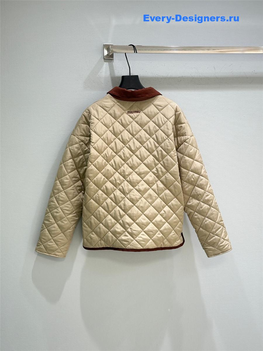 Miu Miu Sand Beige Quilted Technical Pongé Blouson
