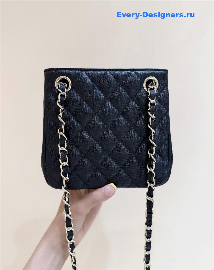 Ch**el black caviar quilted mini bucket bag