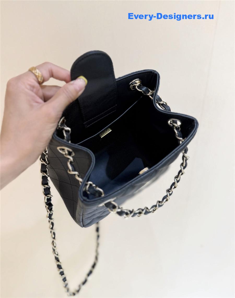 Ch**el black caviar quilted mini bucket bag