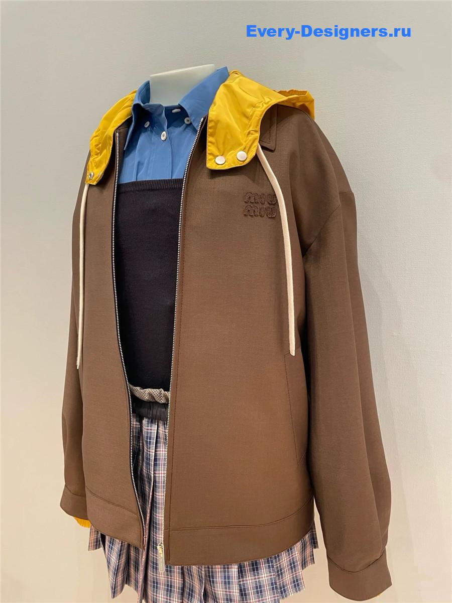 Miu Miu Peat Brown & Mustard Mohair Blouson Jacket