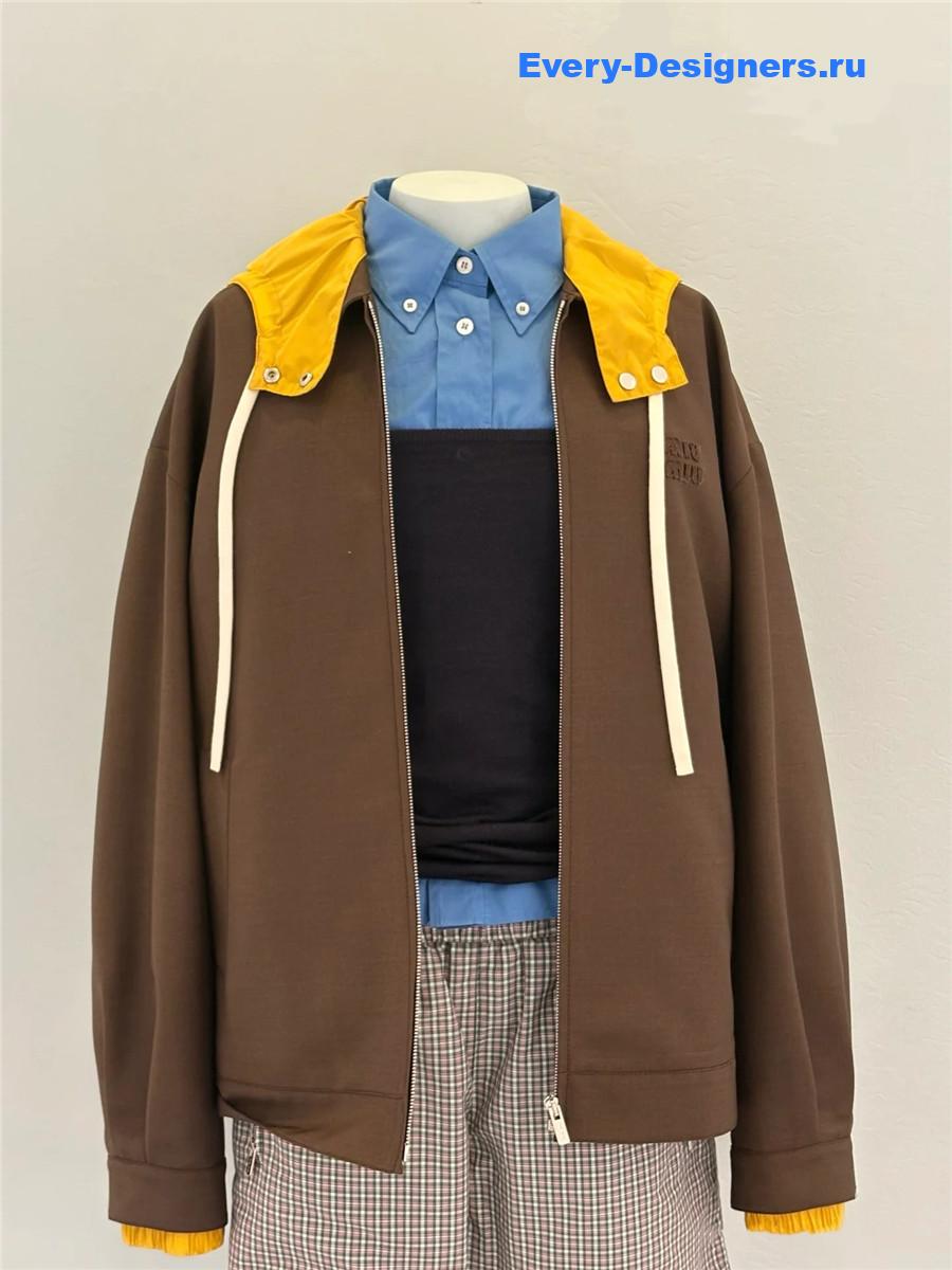 Miu Miu Peat Brown & Mustard Mohair Blouson Jacket