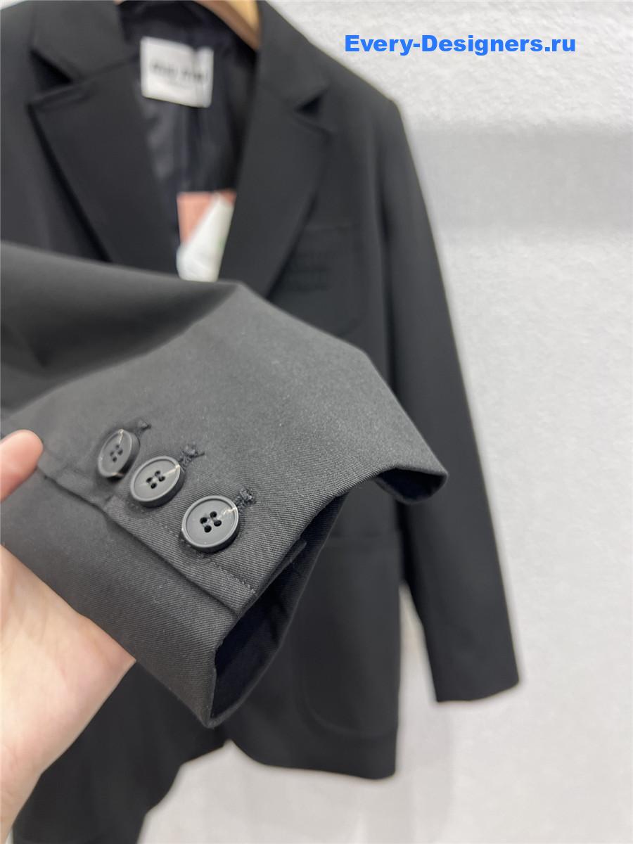 Miu Miu Black Cotton Jersey Jacket Blazer