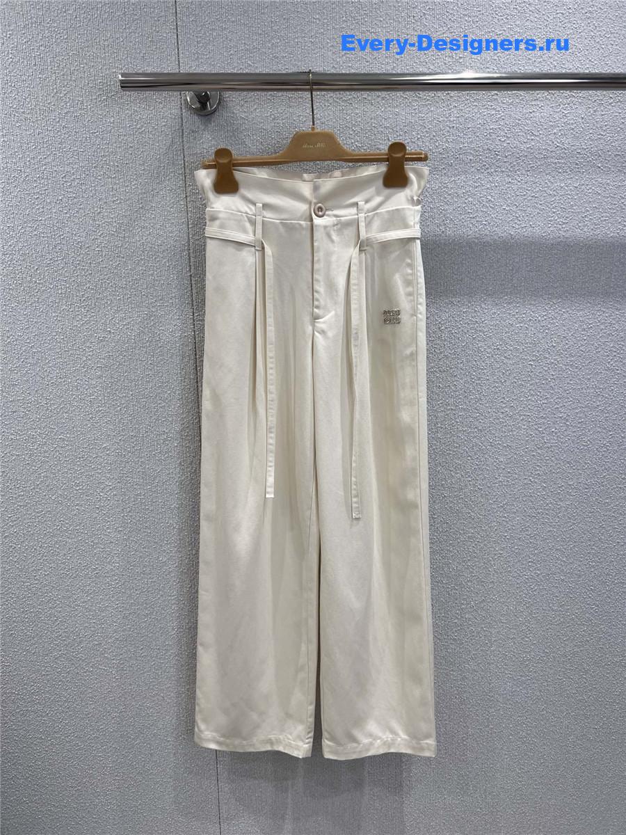 Miu Miu Floral Waistband Lace-Up Trousers