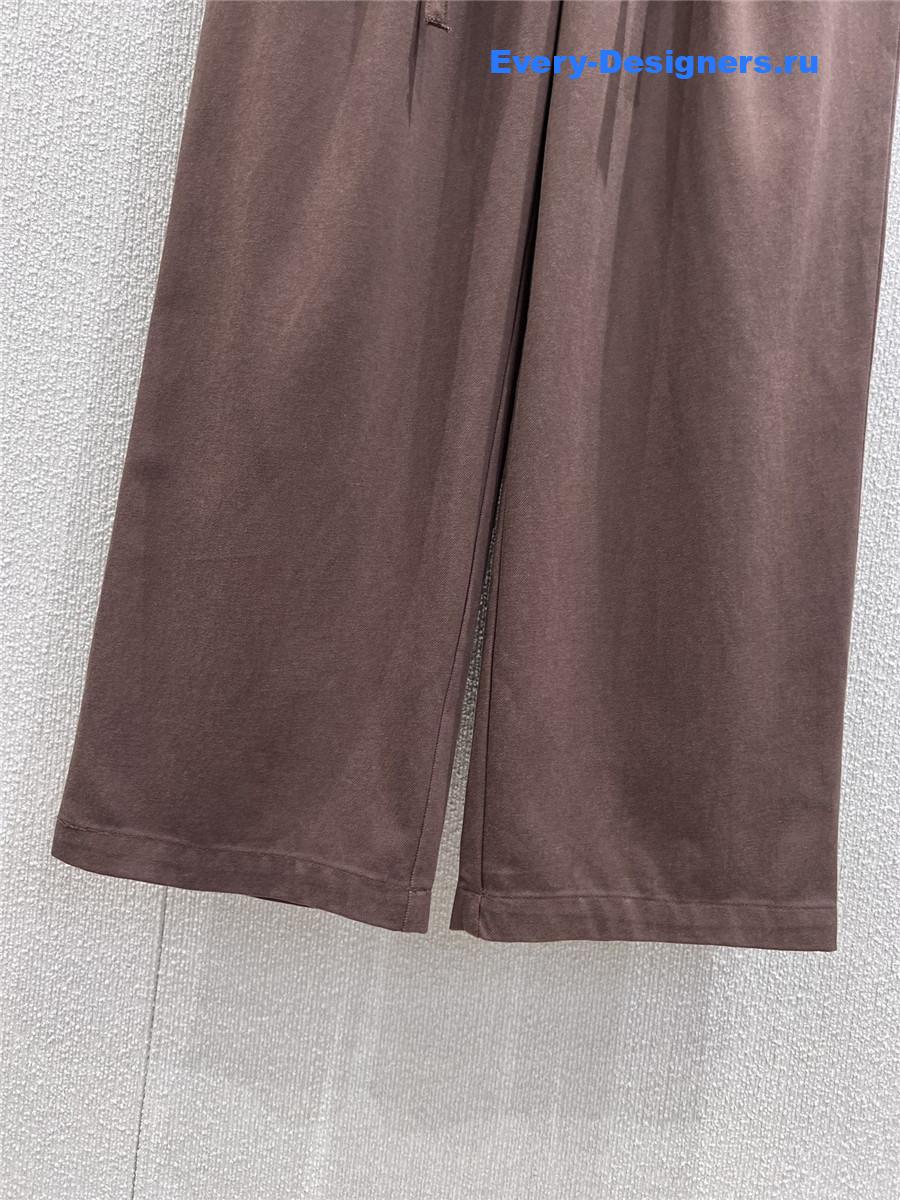 Miu Miu Floral Waistband Lace-Up Trousers In Brown