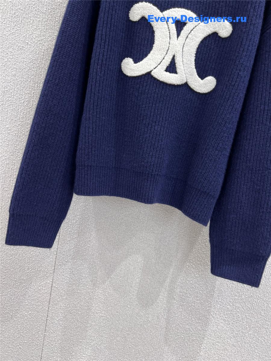 Ce1i*e blue ribbed wool crewneck sweater
