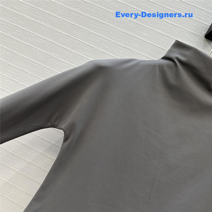 Alaia Gray Long Sleeve Bodysuit