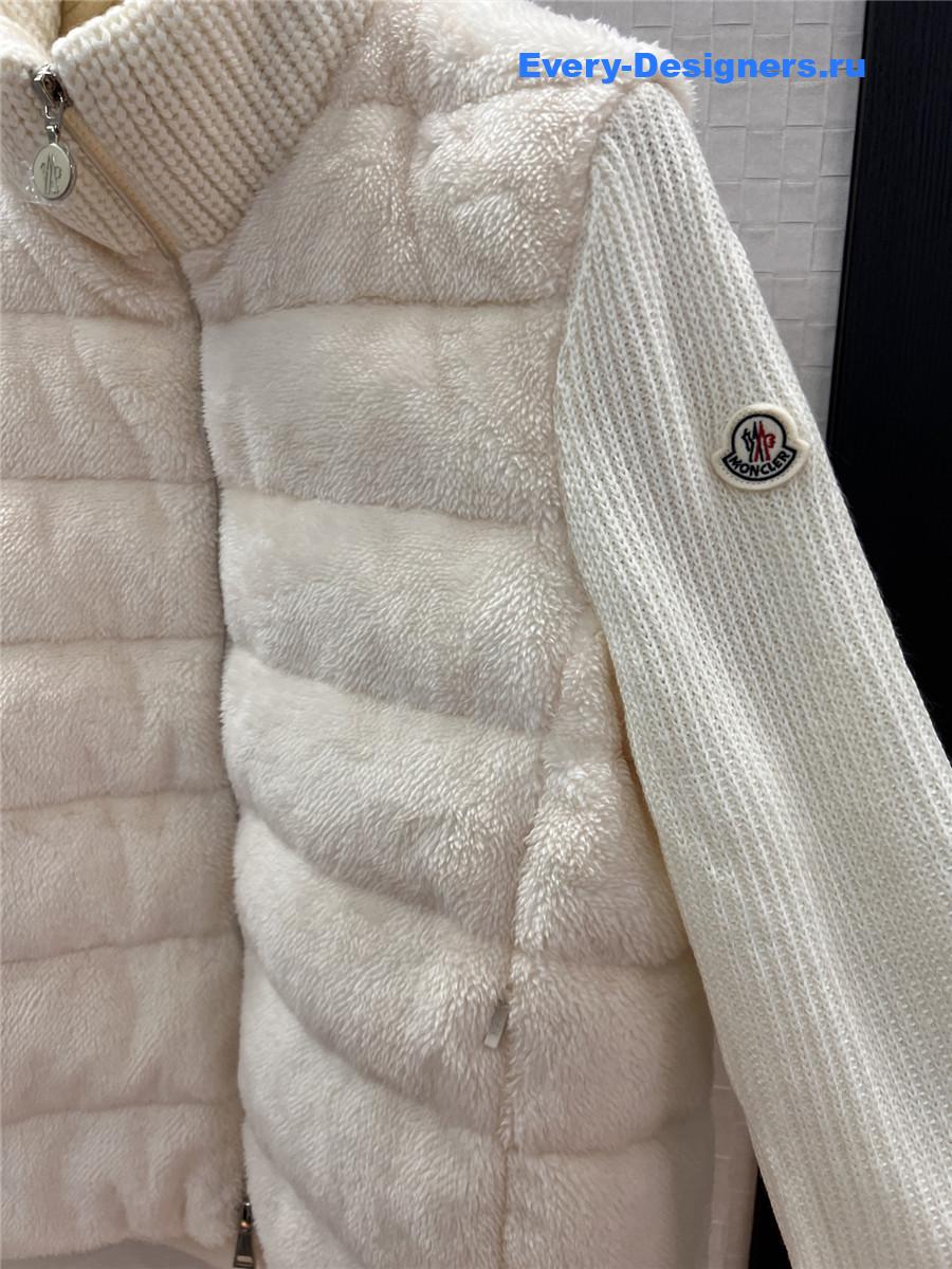 Moncler White Wool-Teddy Zip Cardigan
