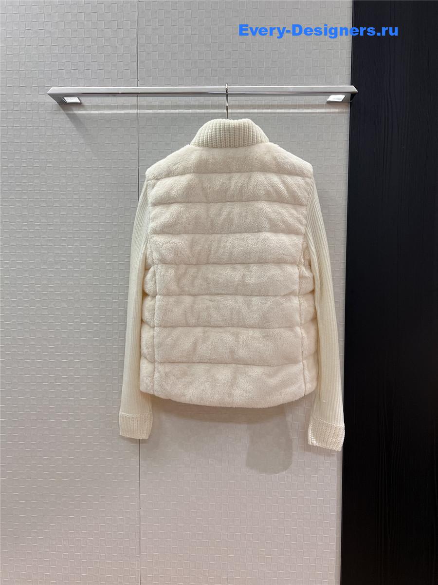 Moncler White Wool-Teddy Zip Cardigan