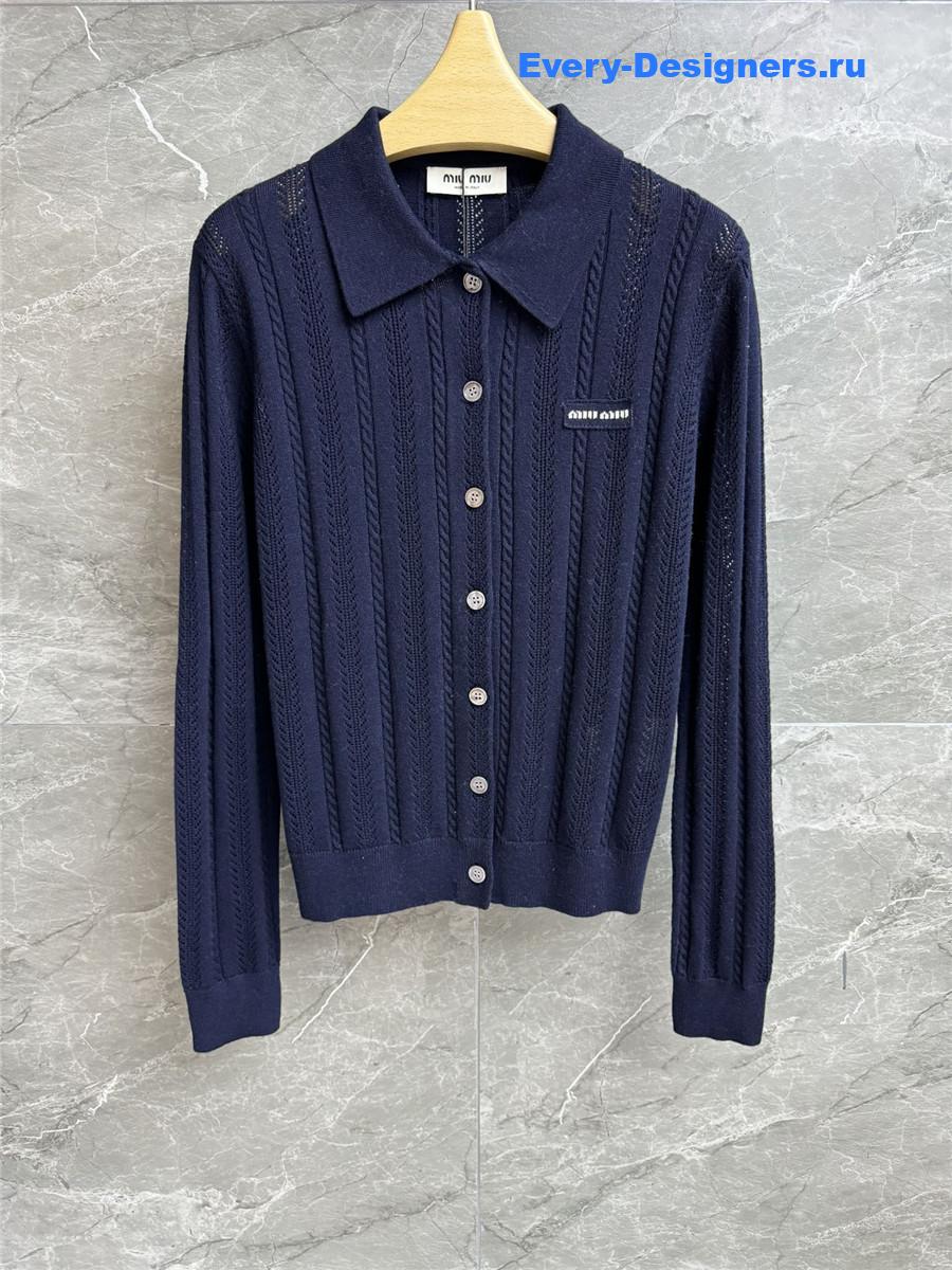 Miu Miu Dark Blue Cashmere Cardigan