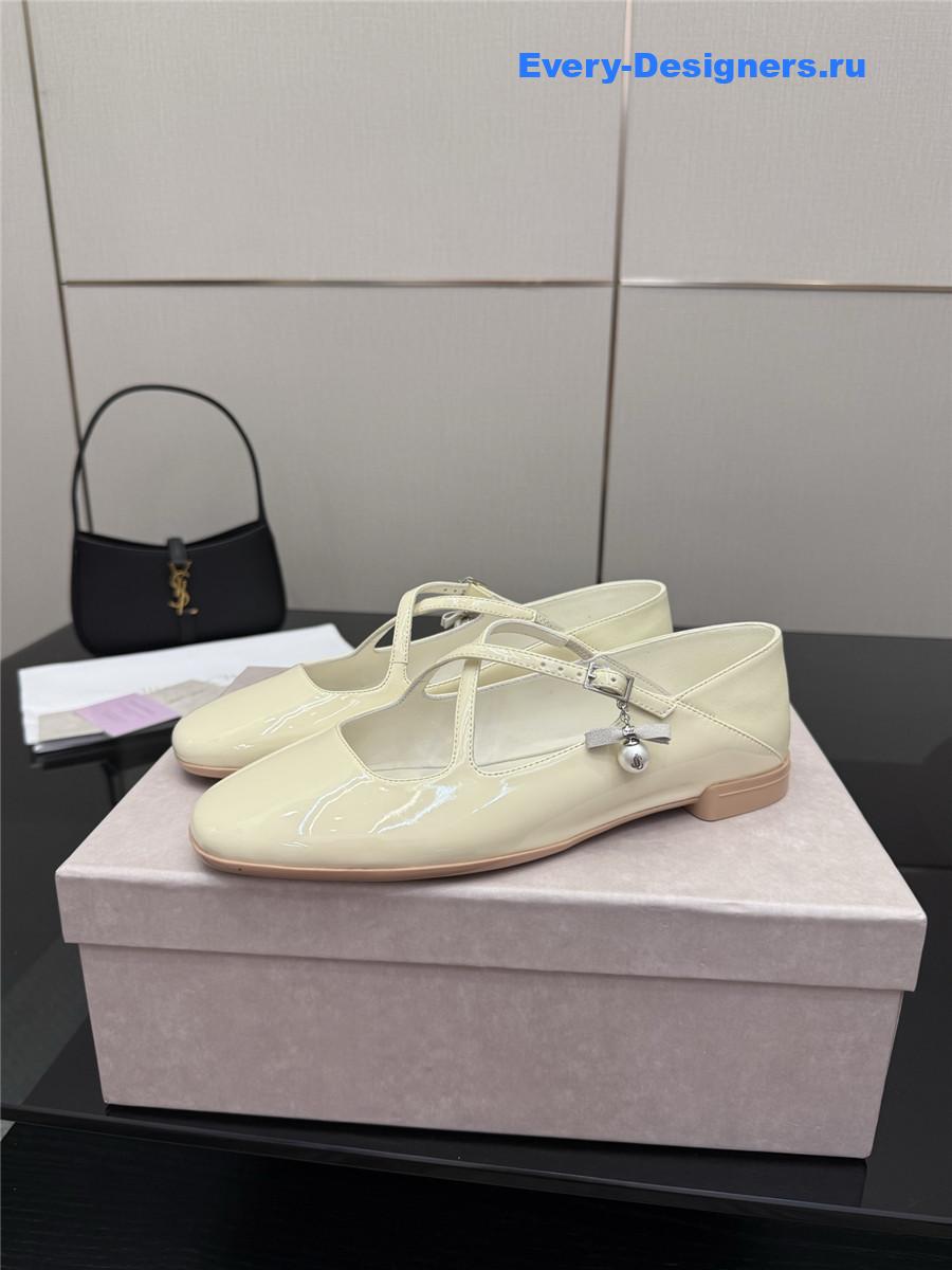 Jimmy Cho Eleri White Patent Ballet Flats