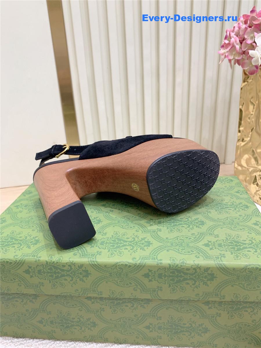 Gvc*1 black suede horsebit platform sandals