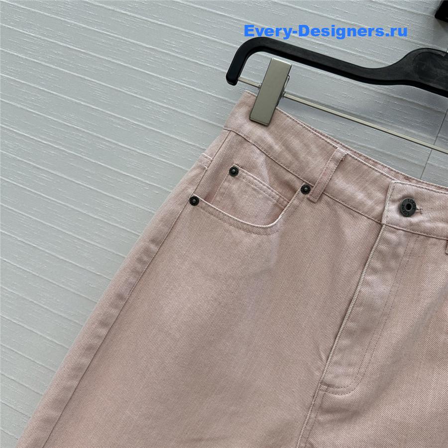 L0ew* pink denim wide-leg pants