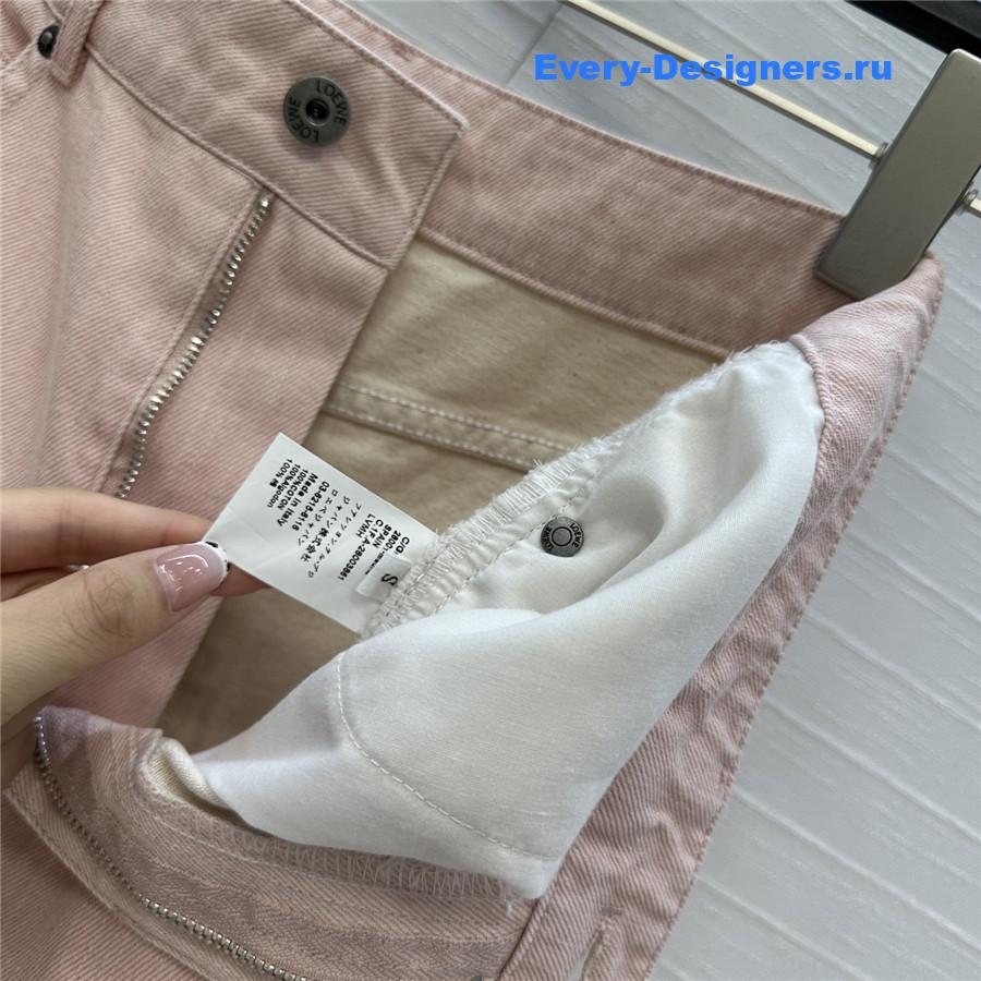 L0ew* pink denim wide-leg pants