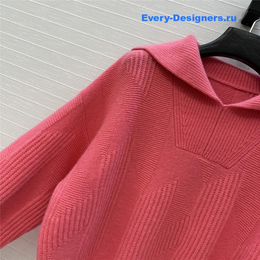 H**me5 logo jacquard pink cashmere sweater