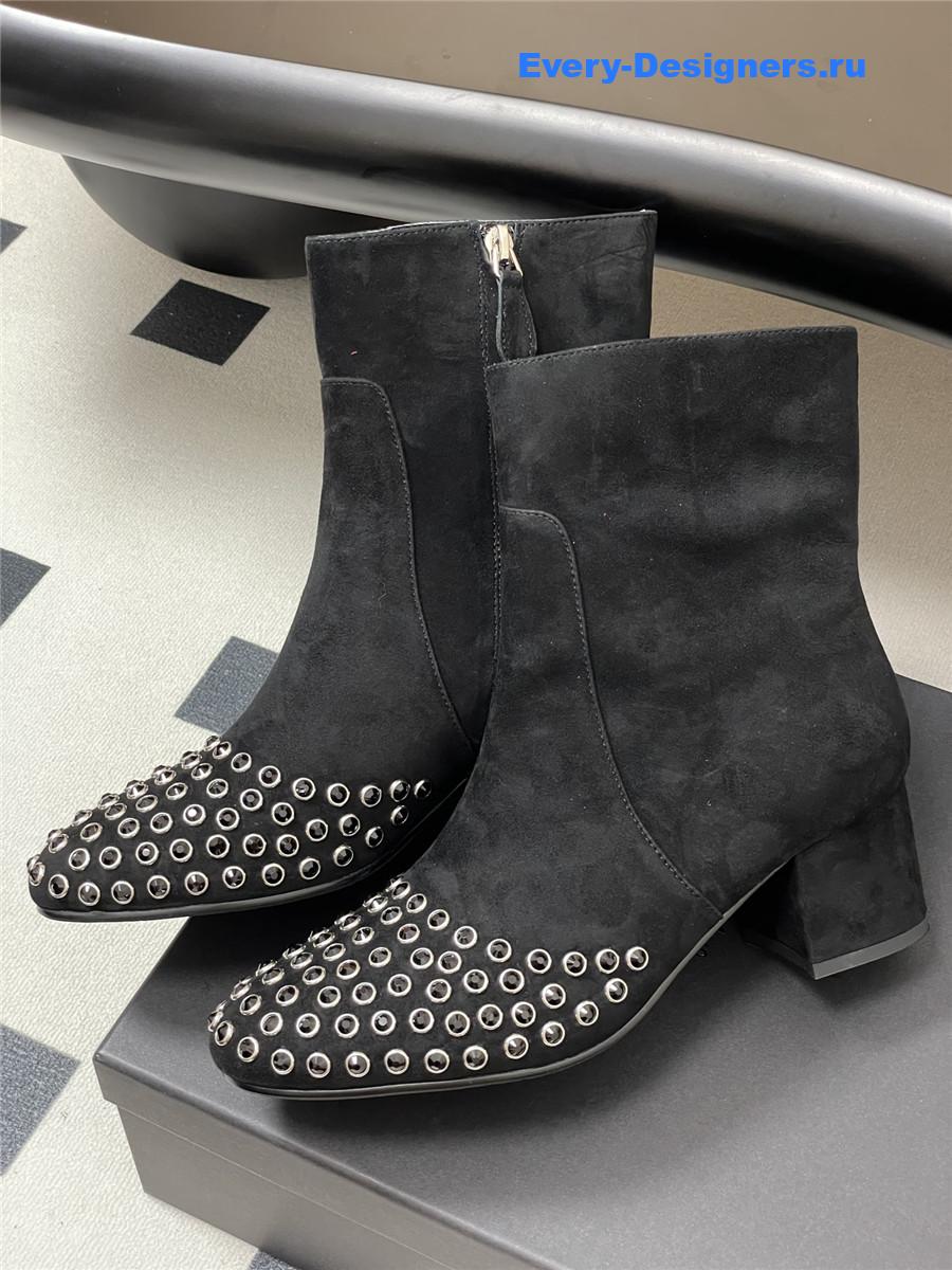 Alaia Black Embellished Suede Ankle Boots