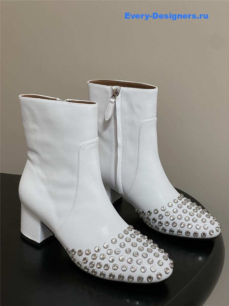 Alaia White Embellished Suede Ankle Boots