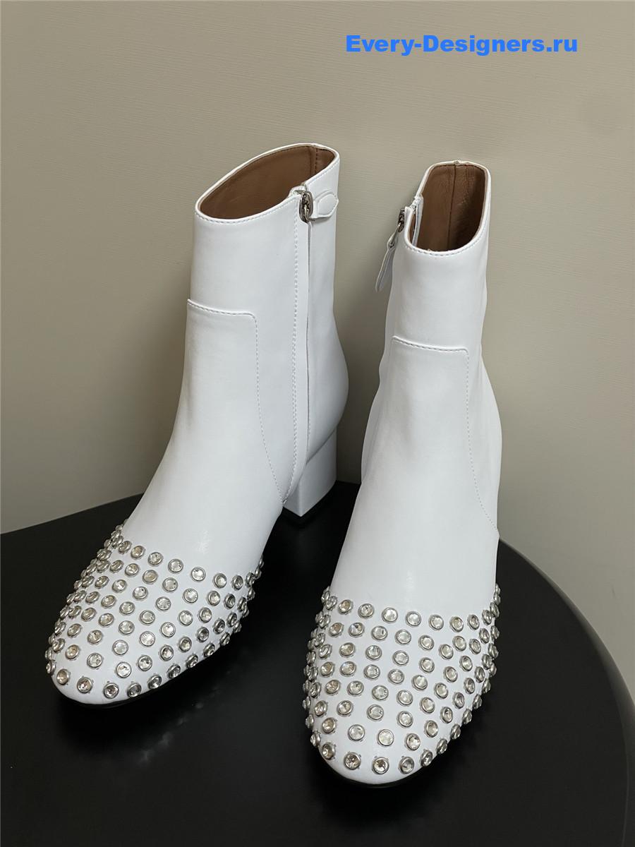 Alaia White Embellished Suede Ankle Boots
