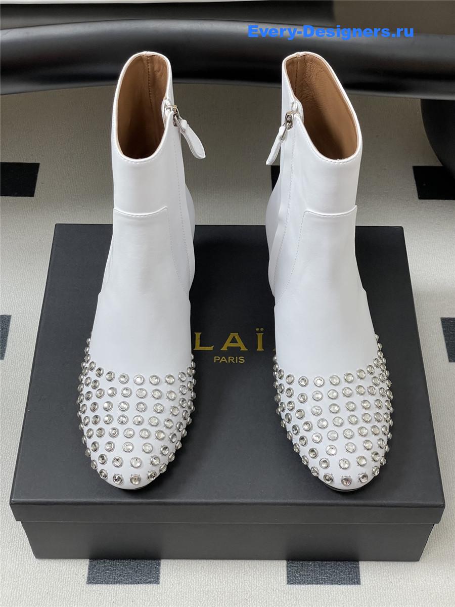 Alaia White Embellished Suede Ankle Boots