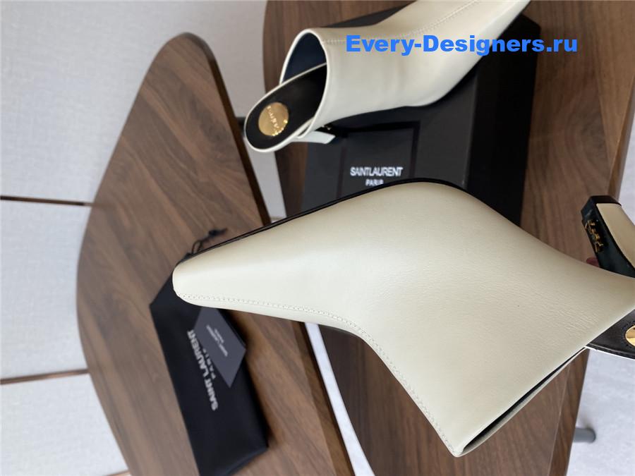 Sa1nt Lau*nt white leather mules