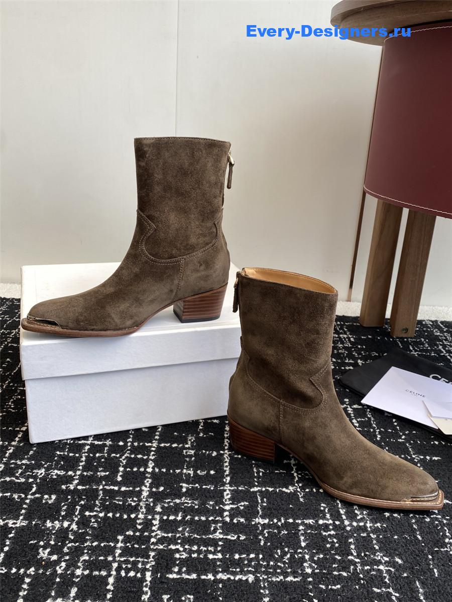 Ce1i*e womens brown suede zipped boots