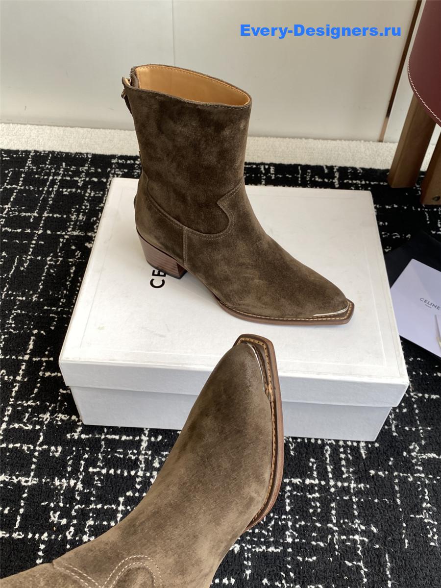 Ce1i*e womens brown suede zipped boots