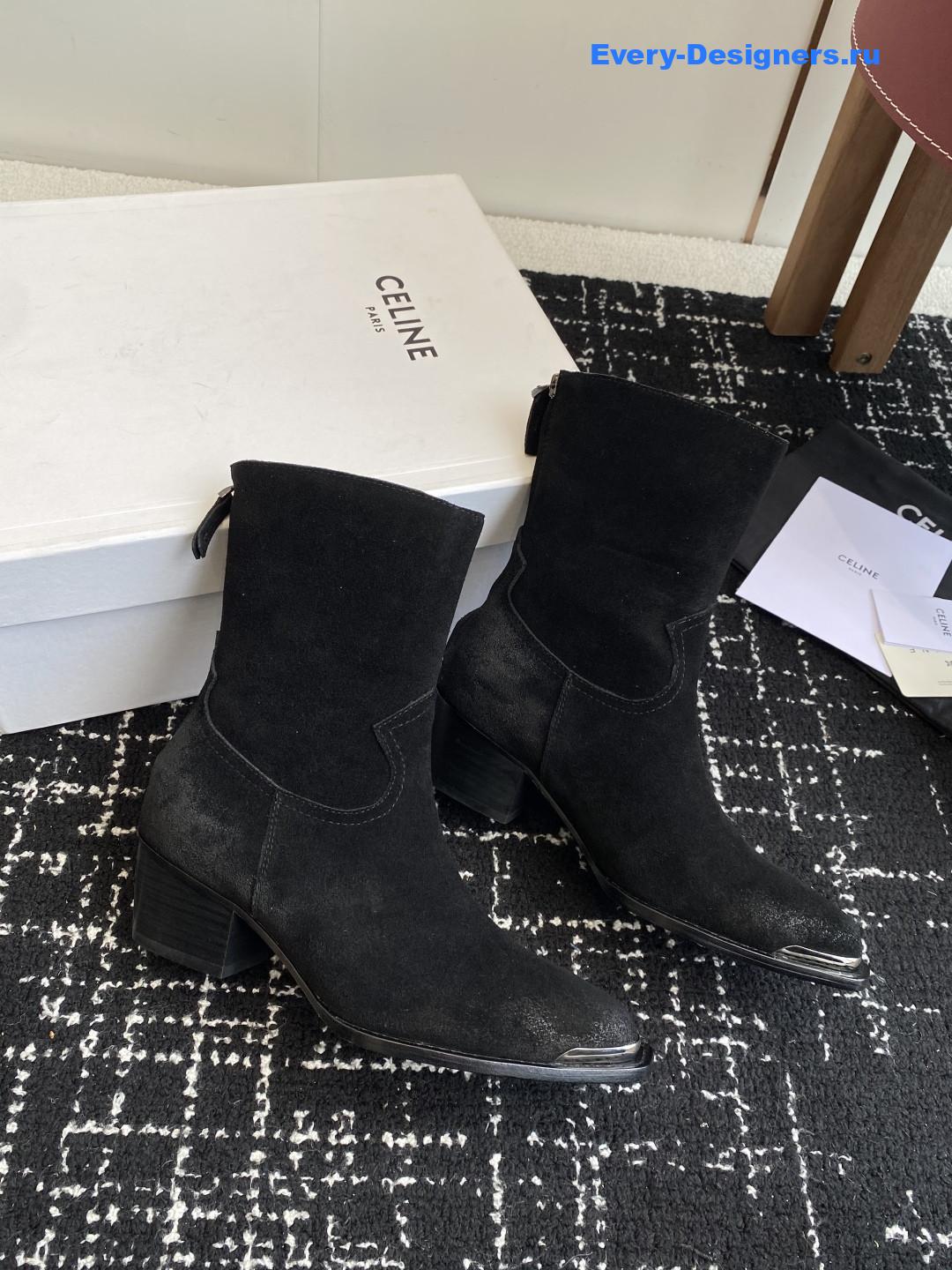 Ce1i*e womens black suede zipped boots