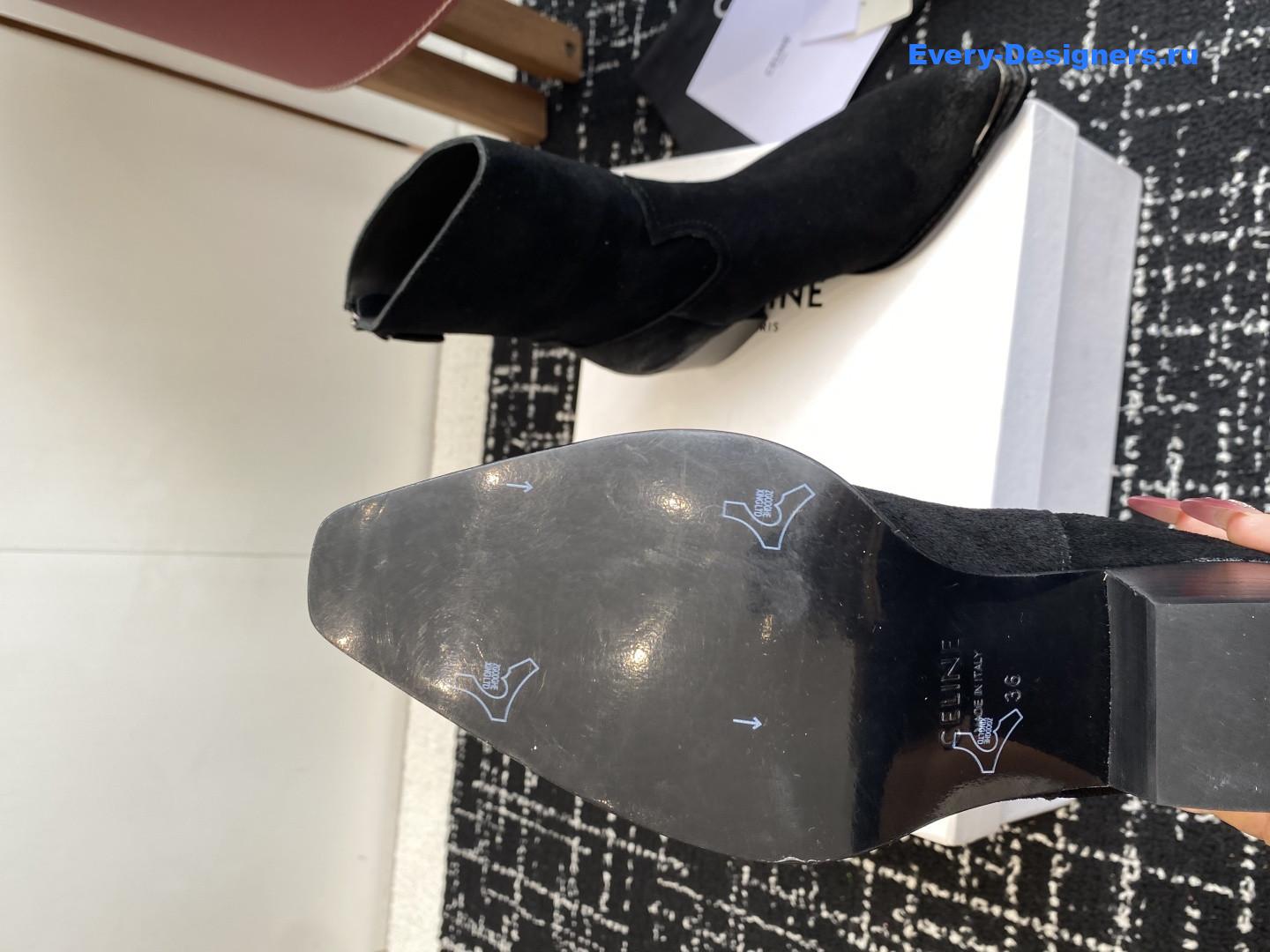 Ce1i*e womens black suede zipped boots