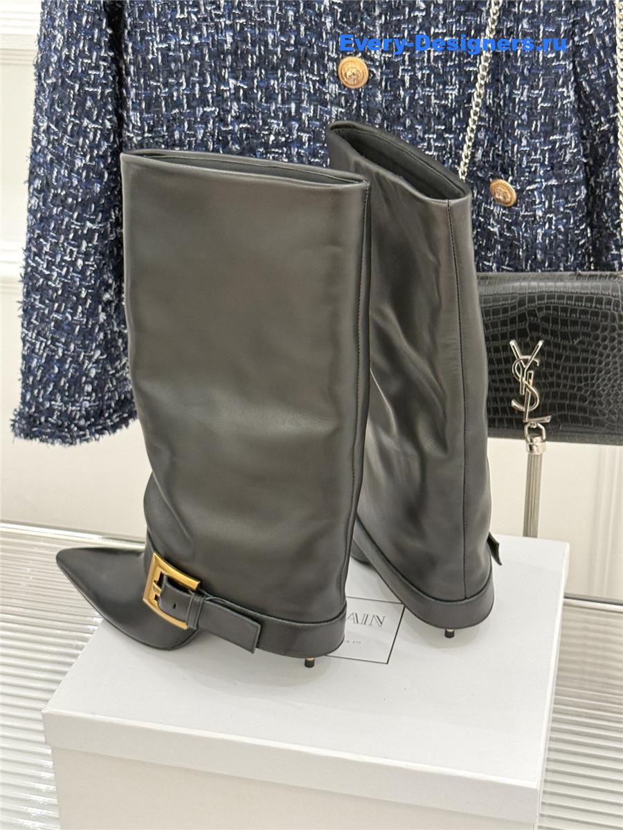 Balmain Anthe Black Leather Knee-High Boots