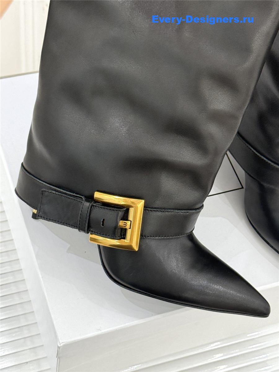 Balmain Anthe Black Leather Knee-High Boots