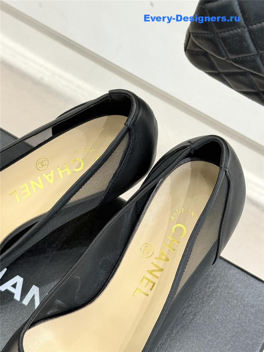 Ch**el black mesh logo toe pumps