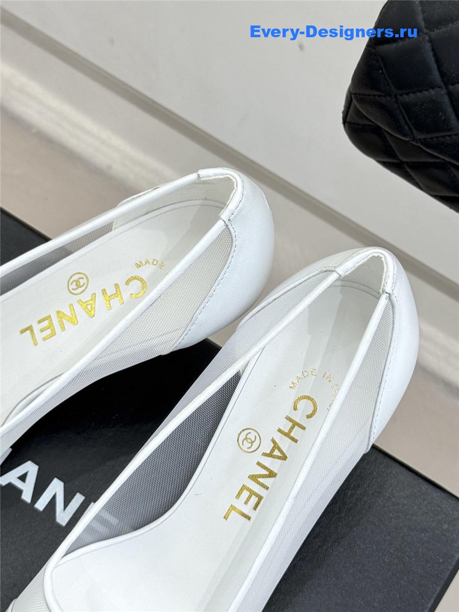 Ch**el white mesh logo toe pumps
