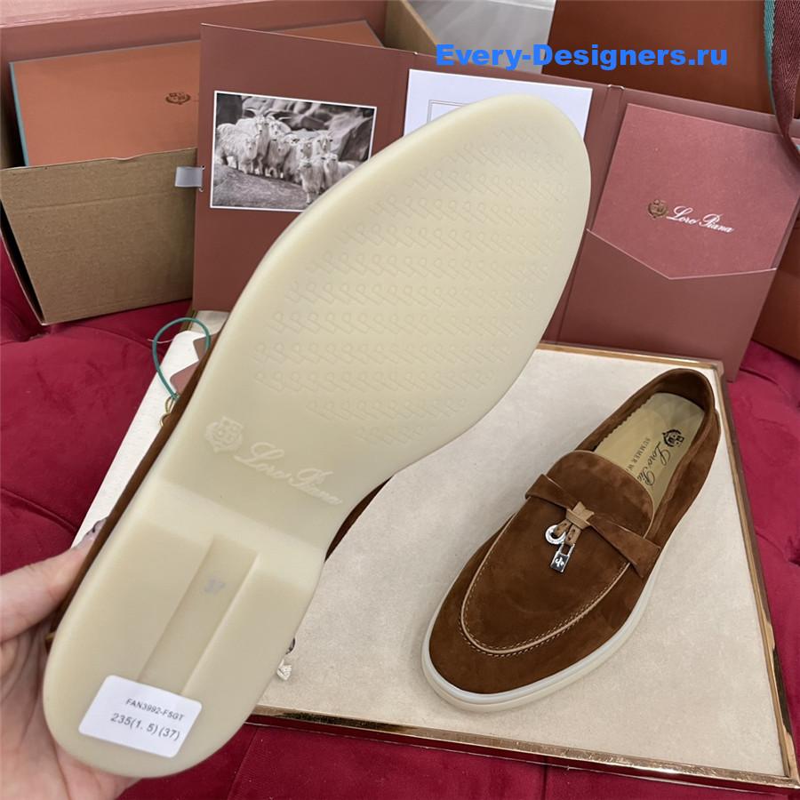 L0r0 P1ana brown suede walk loafers