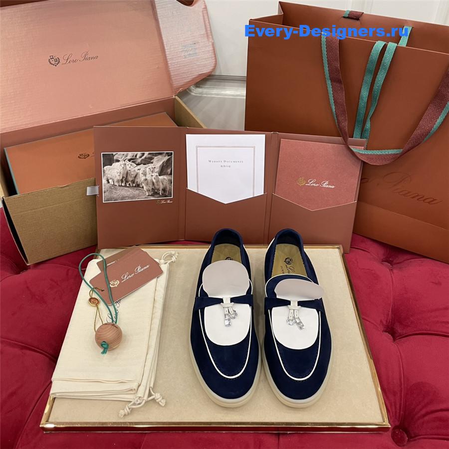 L0r0 P1ana blue suede walk loafers
