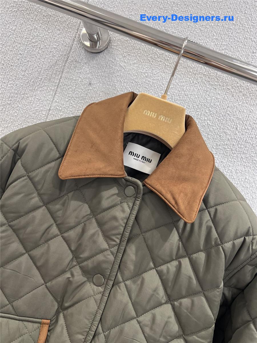 Miu Miu Military Green Quilted Pongé Blouson