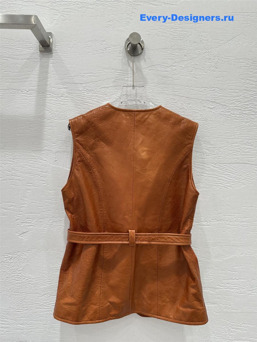 Chloé Brown Soft Leather Utilitarian Vest