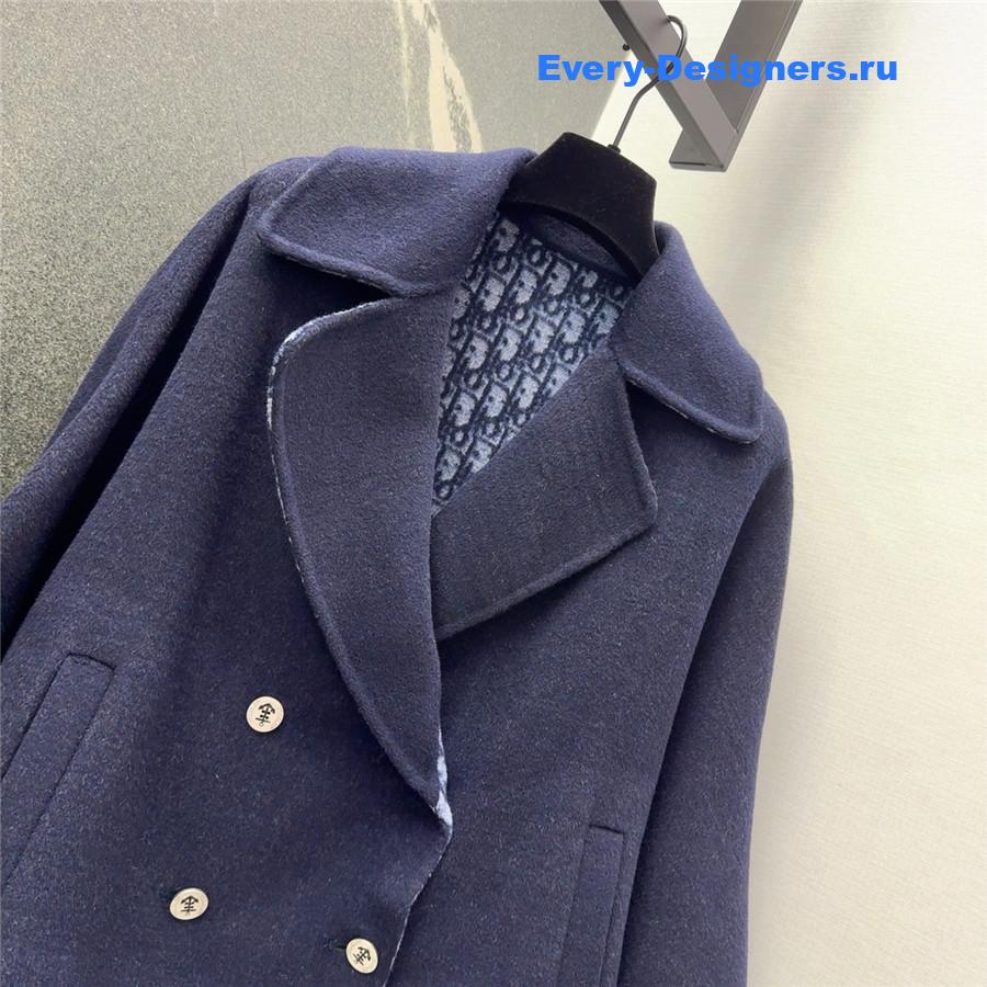 D10r dark blue cropped wool coat