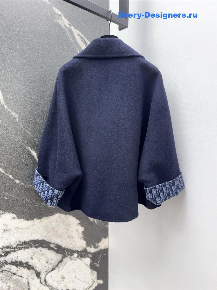 D10r dark blue cropped wool coat