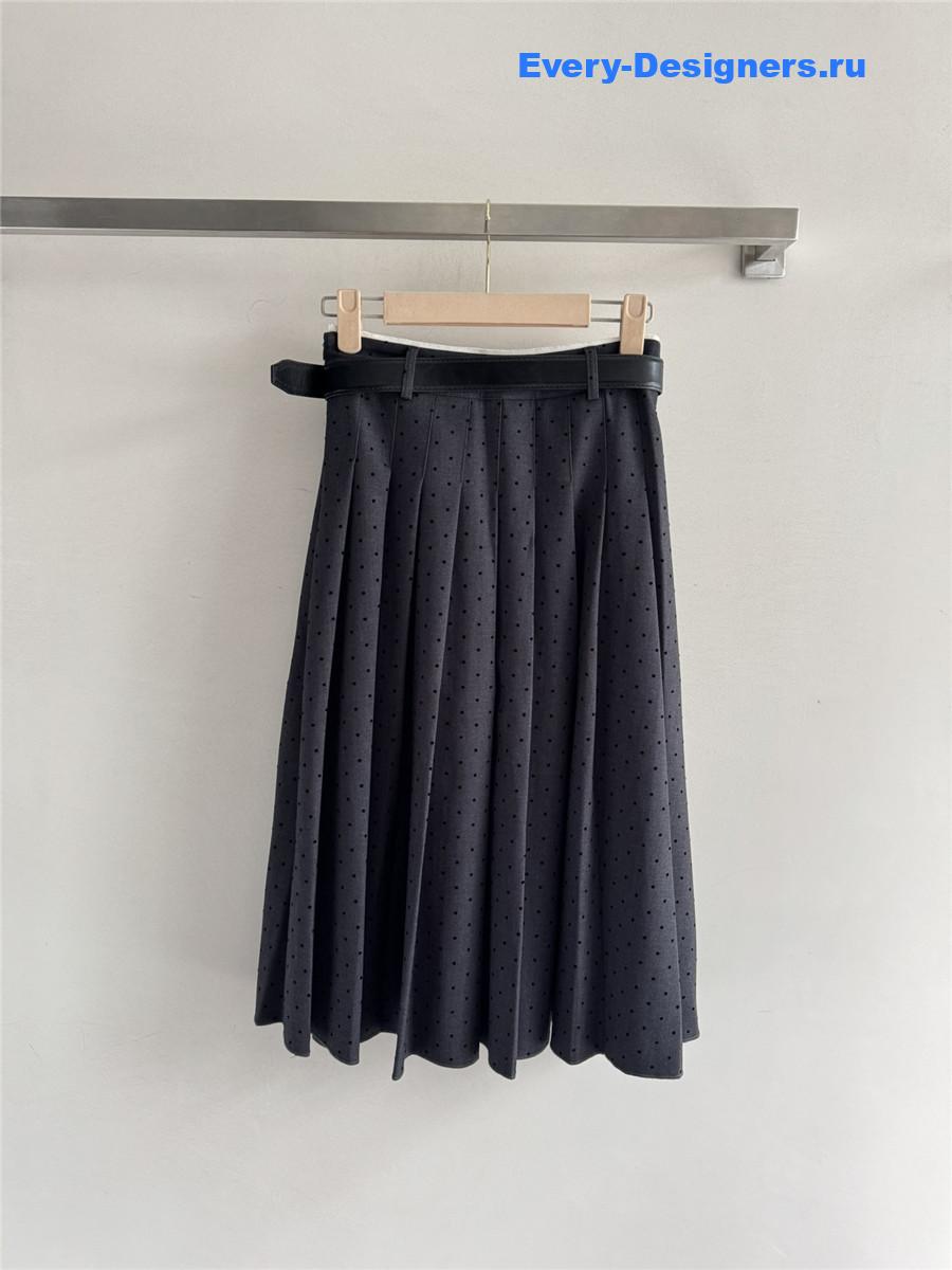 Miu Miu Polka-Dot Pleated Skirt