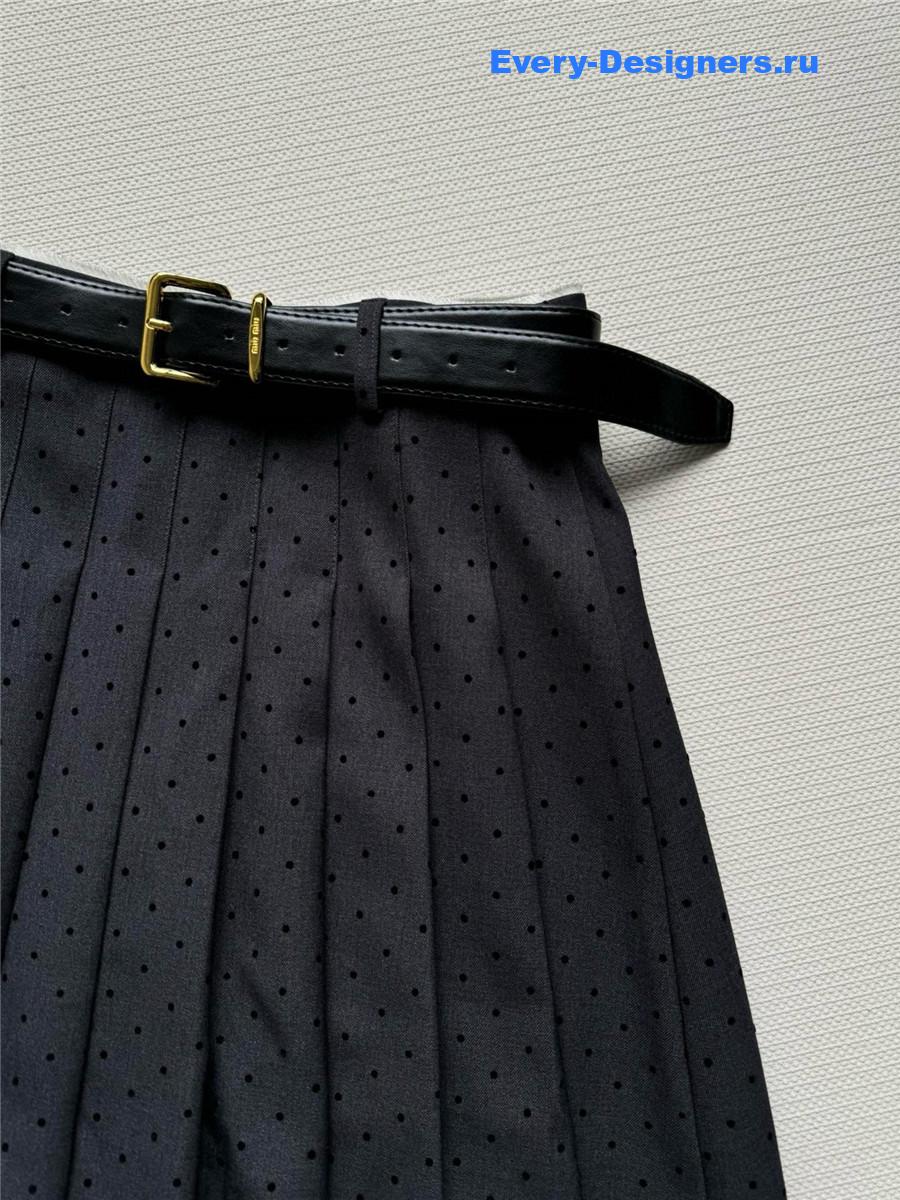 Miu Miu Polka-Dot Pleated Skirt