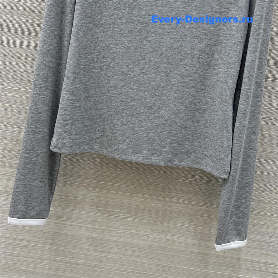 Miu Miu Grey Cropped Wool Sweater